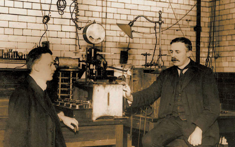 A black and white photograph of Ernest Rutherford, 3rd Langworthy Professor.