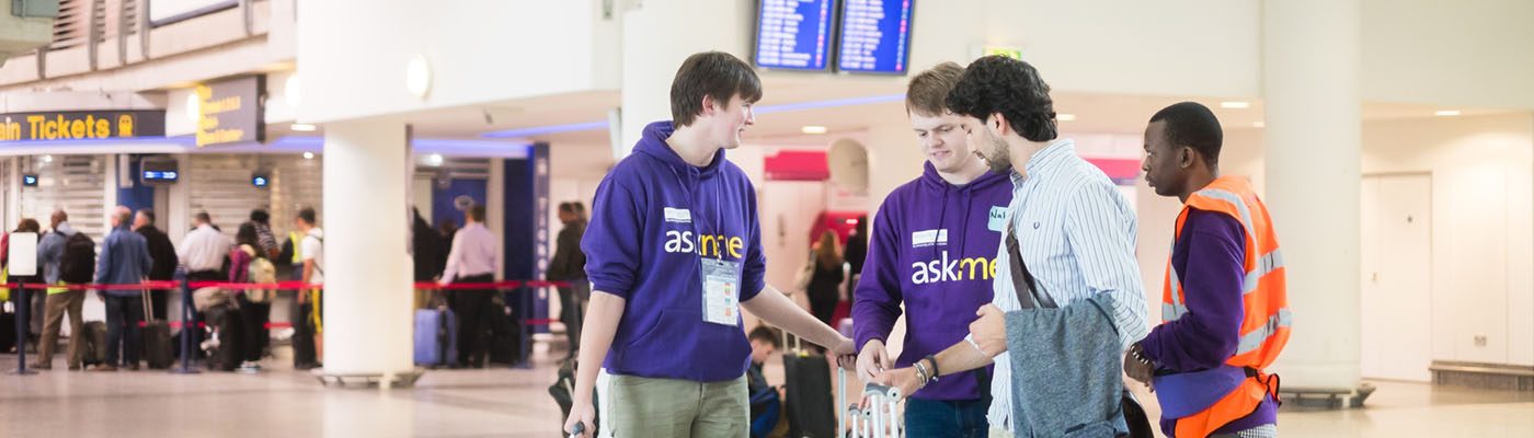 Four students meet in an airport terminal